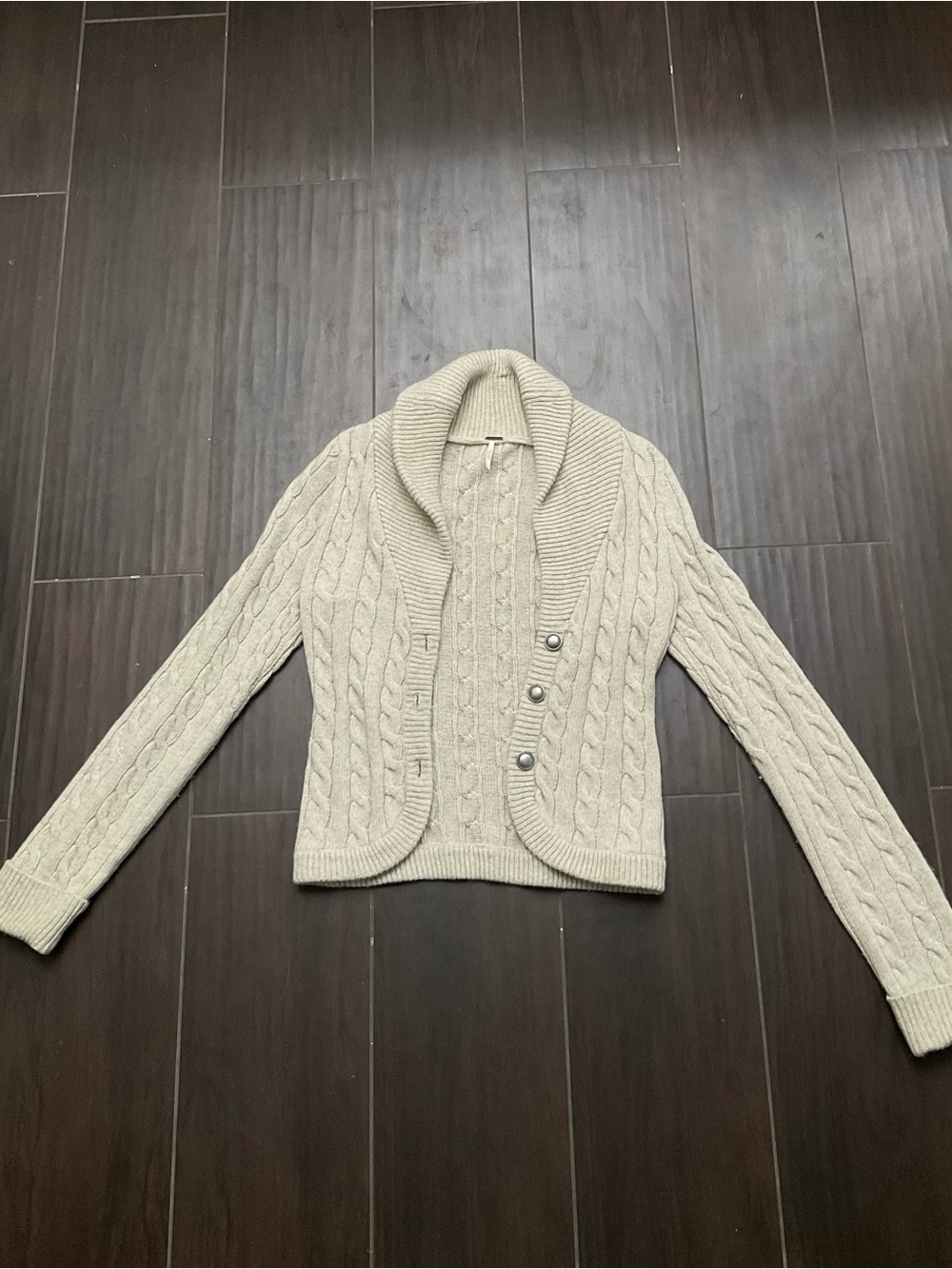Free People Cable-Knit Shawl Collar Cardigan - Cream